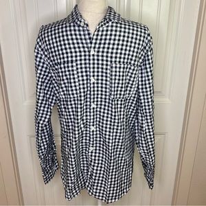 Hudson Barrow Mens Black and White Gingham Print Long Sleeve button down shirt L